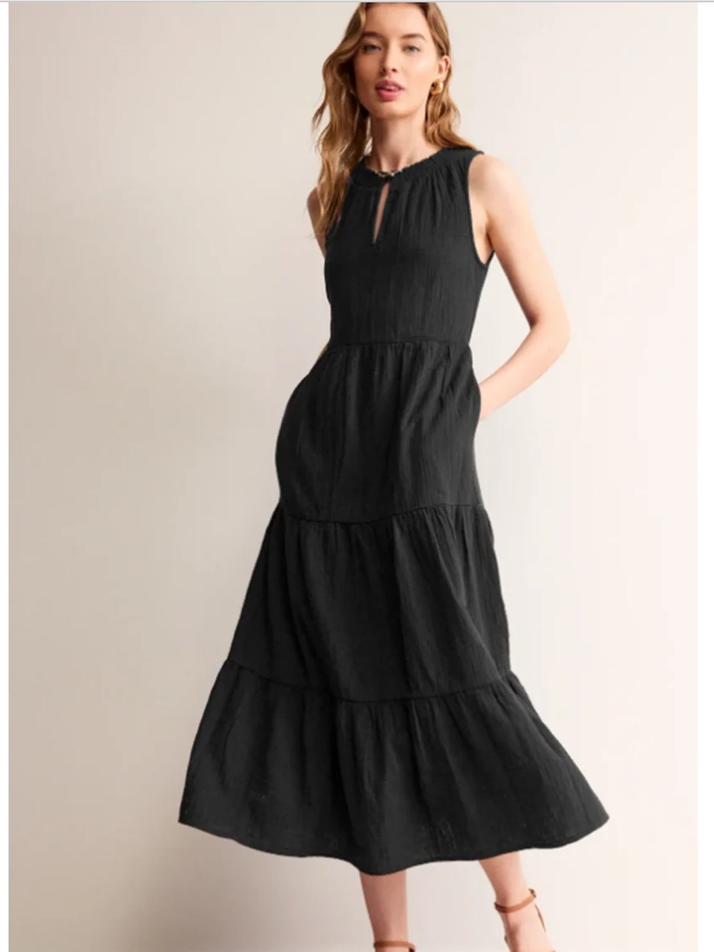BODEN Double Cloth Maxi Tiered Dress
